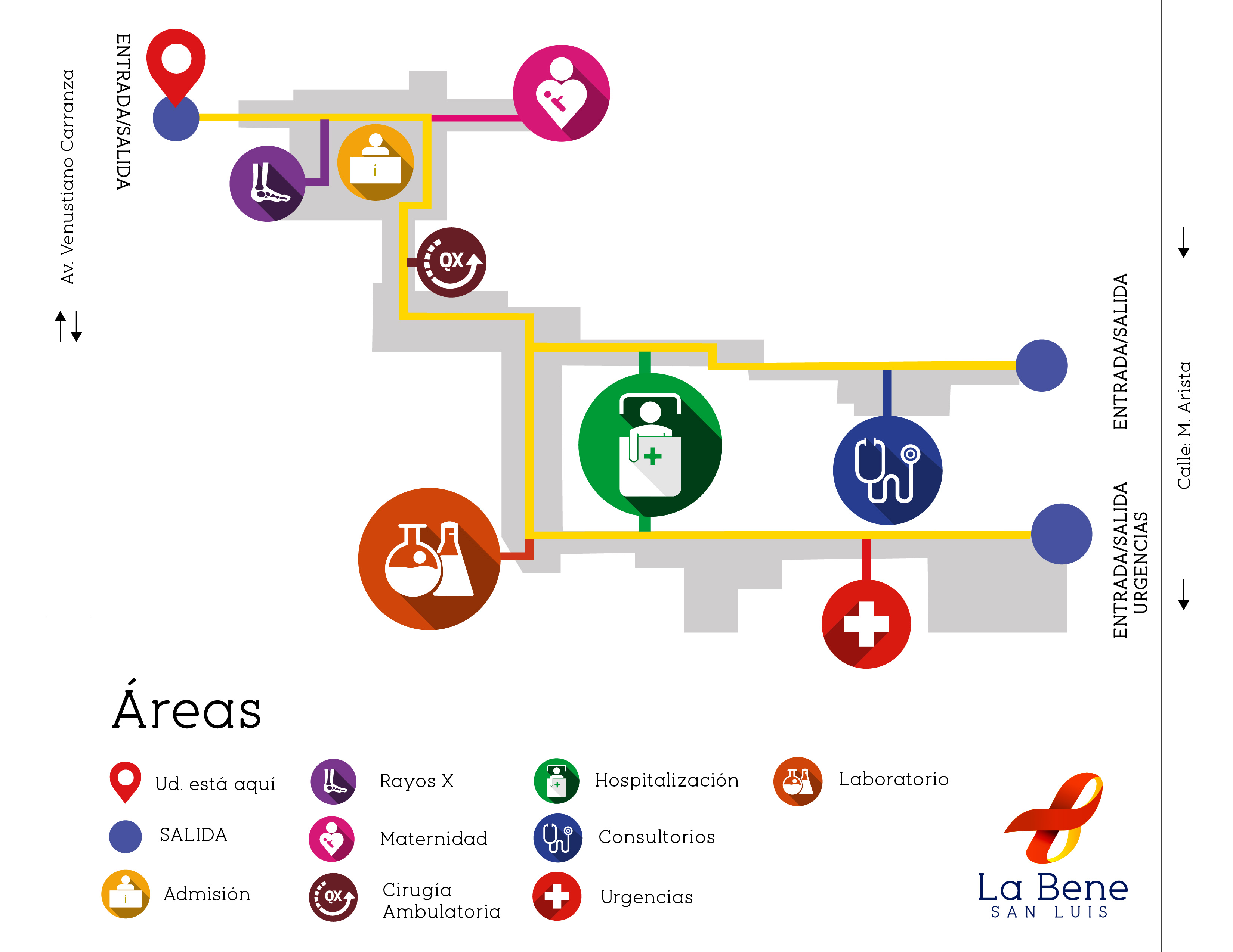 Mapa de áreas del Hospital Beneficencia Española